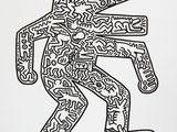 a black and white drawing of a man with a knife in his hand