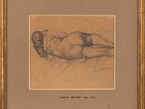 l'image d'un dessin représentant une femme allongée sur un lit