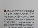an open book with a picture of chicago written in red on it