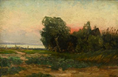 une image représentant un tableau représentant un paysage avec un chemin de terre