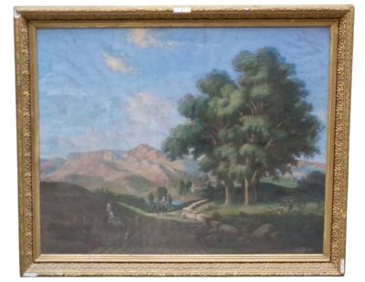 une image représentant un tableau représentant un paysage avec des arbres et des vaches