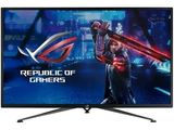 a close up of a gaming monitor with the asus republic of gamer logo on it