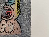 a picture of a drawing of a woman and a bear