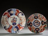 pair of japanese imari porcelain plates, 19th - 20th century