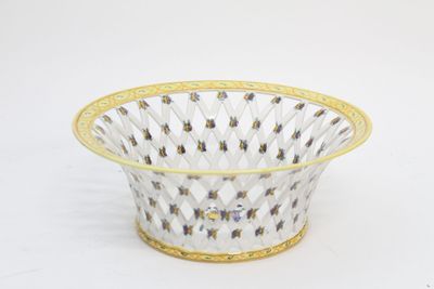 Corbeille ajourée en faïence polychrome de Moustiers Ø 30 cm