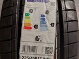 a close up of a tire with a sticker on it