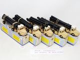six toy trucks with a bunch of guns on them