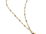 a necklace with a gold chain and a blue stone pendant