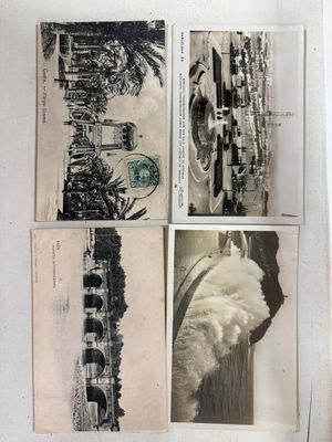 plusieurs vieilles photos en noir et blanc représentant un phare, un bateau et un phare