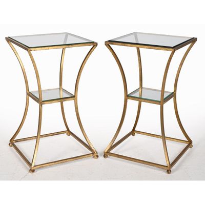 THIBIER Roger. PAIRE DE GUERIDONS en fer battu doré à l’or. - Photo 1