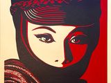a painting of a woman wearing a hat and scarf