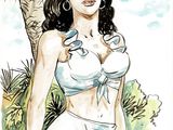 an image of a woman in a bikini top standing in front of a palm tree