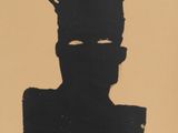 an image of a black and white drawing of a man with horns on his head