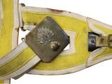 a yellow belt with a metal buckle on it