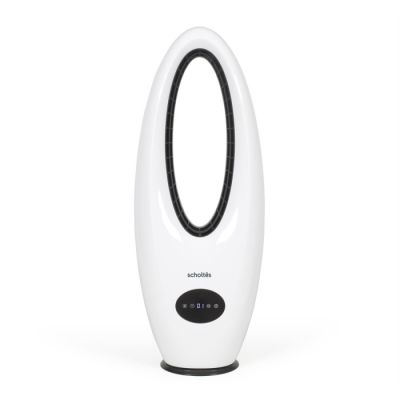une image représentant un purificateur d'air noir et blanc sur fond blanc