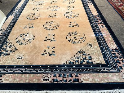 a large oriental rug on the floor in a room