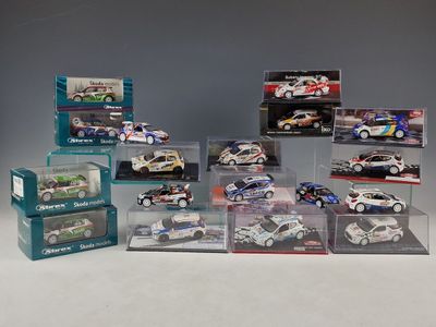 a lot of toy cars in a display case