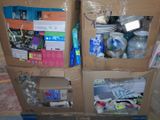 a cardboard box with a bunch of items inside of it
