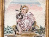 une image représentant un tableau d'une jeune fille tenant un pistolet