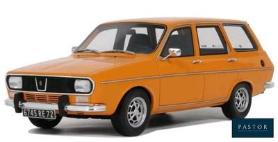 the small orange car is parked on a white surface