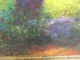 une image représentant un tableau représentant un jardin fleuri, dans un cadre en bois