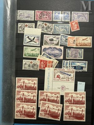 many different types of stamps on a black board