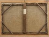 an old picture of a wooden frame with a piece of wood sticking out of it