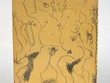 une image représentant un dessin d'un groupe de personnes sur fond jaune