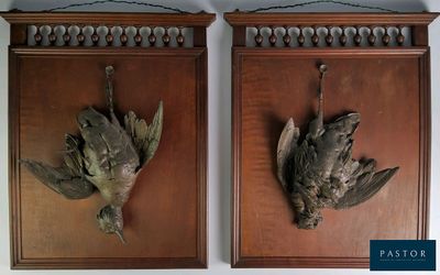 deux plaques représentant des oiseaux accrochées au mur