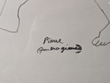 someone is drawing a picture of a man with a hat and tie