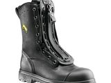 black leather boots with zippers and laces on the side