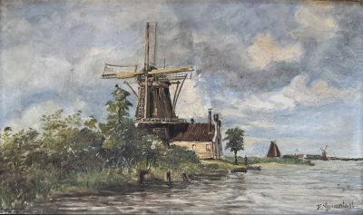 École flamande du XIXè siècle Moulin