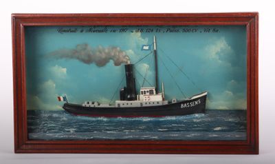 a picture of a painting of a boat in the water