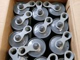 a cardboard box filled with lots of different types of wheels
