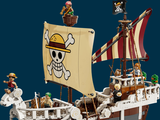 a lego pirate ship with a skull and crossbones on it