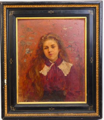 portrait d'une jeune fille en robe rouge