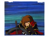 anime picture of a woman sitting on a boat with a steering wheel