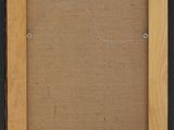 a painting of a wooden frame with a black border and a brown background