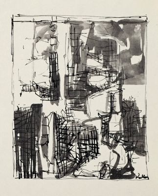 dessin en noir et blanc représentant une personne assise sur un banc