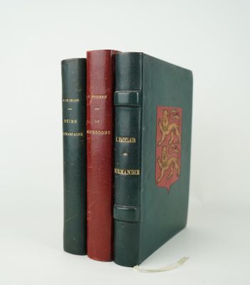 trois livres sont empilés sur une surface blanche