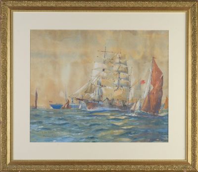 Bernard LACHEVRE (1885-1950) "In the Solent " aquarelle et g…