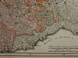 an old map of the country of france with a red line in the middle
