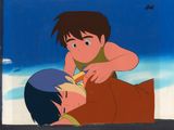 cellule d'animation représentant un garçon et une fille allongés par terre