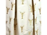 a picture of a curtain with lobsters on it
