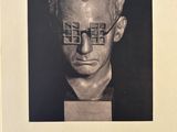 an image of a book with a black and white photo of a man ' s face