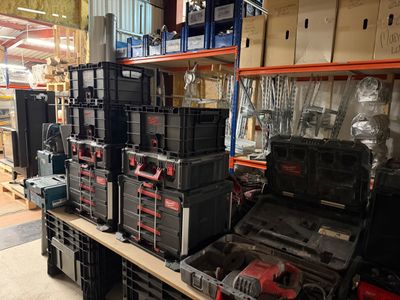 many different types of tools on the shelves in the store