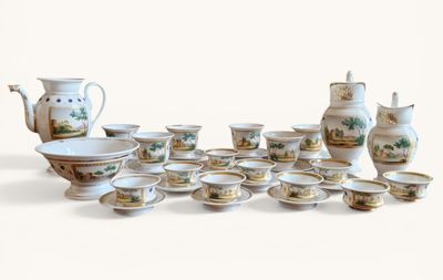 Service à déjeuner en porcelaine de Paris à décor de paysage…