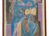 an image of a drawing of a woman with a cat on her shoulder