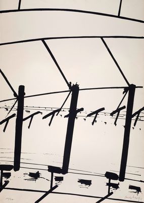 un dessin en noir et blanc représentant des oiseaux perchés sur un fil