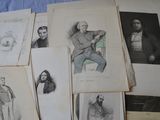a lot of old books with pictures of people on them